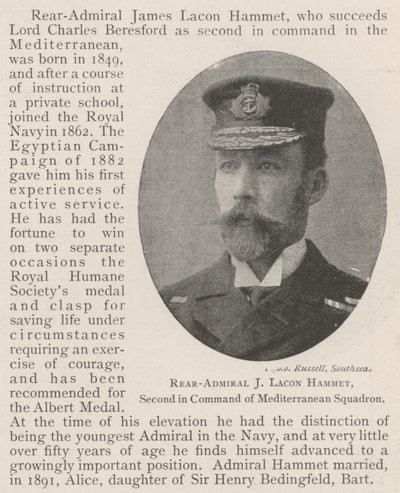 Konteradmiral J. Lacon Hammet, zweiter Kommandant des Mittelmeergeschwaders von English Photographer