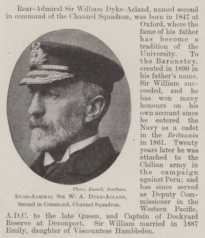 Konteradmiral Sir W A Dyke-Acland, Zweiter im Kommando, Kanalgeschwader von English Photographer