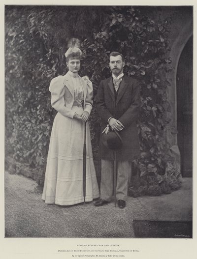 Russlands zukünftiger Zar und Zarin, Prinzessin Alix von Hessen-Darmstadt und der Großherzog Nikolaus, Zarewitsch von Russland von English Photographer