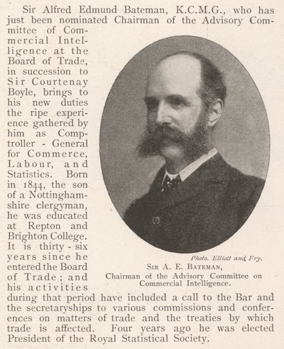 Sir A. E. Bateman, Vorsitzender des Beratungsausschusses für Handelsintelligenz von English Photographer