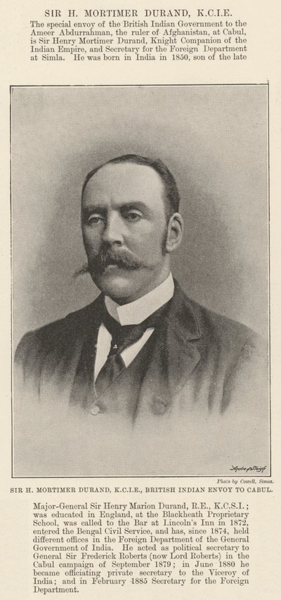 Sir H Mortimer Durand, KCIE, britischer indischer Gesandter in Kabul von English Photographer