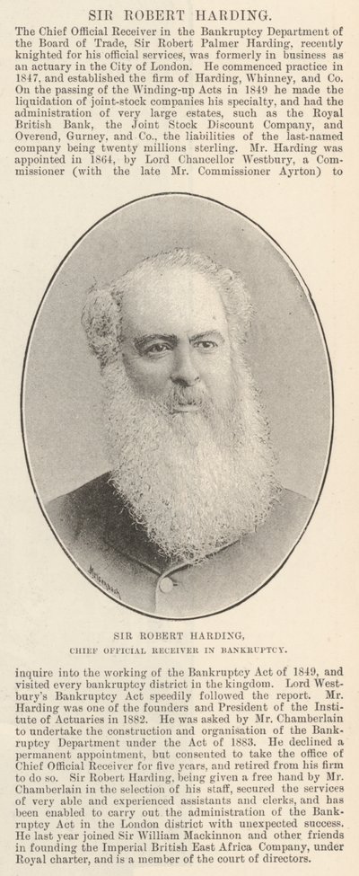 Sir Robert Harding, Hauptempfänger in Konkurs von English Photographer