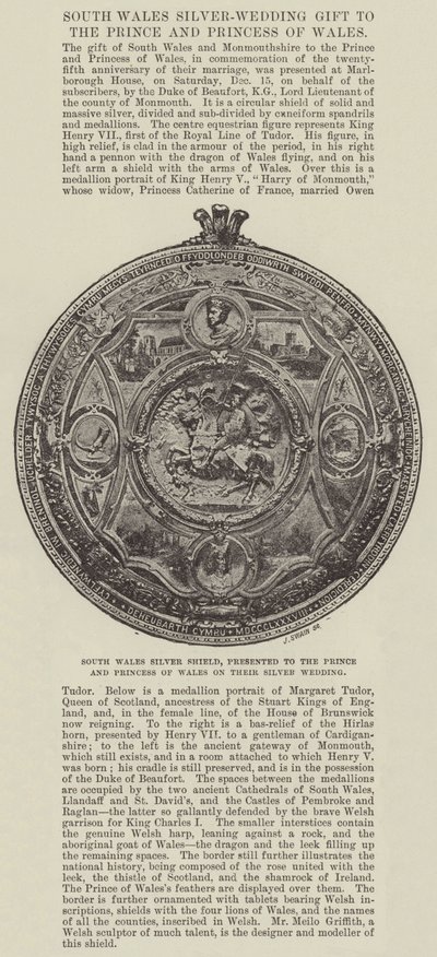 Silberschild von Südwales, dem Prinzen und der Prinzessin von Wales zu ihrer Silberhochzeit überreicht von English Photographer