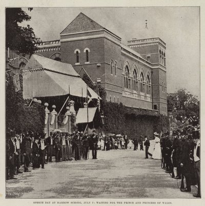 Rede Tag an der Harrow Schule, 7. Juli, warten auf den Prinzen und die Prinzessin von Wales von English Photographer