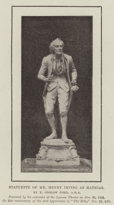 Statuette von Mr. Henry Irving als Mathias von English Photographer