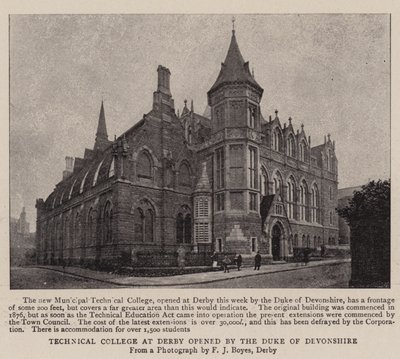 Technische Hochschule in Derby, eröffnet vom Herzog von Devonshire von English Photographer