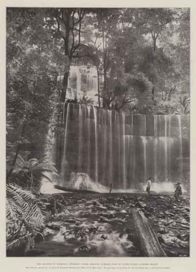 Der Fortschritt von Tasmanien, Russells Wasserfälle, zeigt den durchschnittlichen Wasserfluss während der Sommersaison von English Photographer