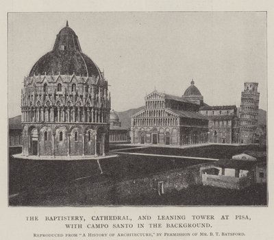 Das Baptisterium, die Kathedrale und der Schiefe Turm von Pisa, mit dem Campo Santo im Hintergrund von English Photographer