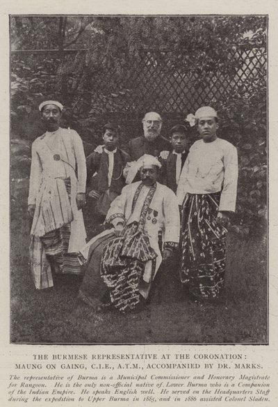 Der burmesische Vertreter bei der Krönung, Maung On Gaing, CIE, ATM, begleitet von Dr. Marks von English Photographer