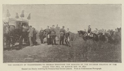 Die Zeremonie der Überführung der Überreste der preußischen Soldaten der Garde, die 1870 auf französischem Boden gefallen sind, in deutsches Territorium von English Photographer