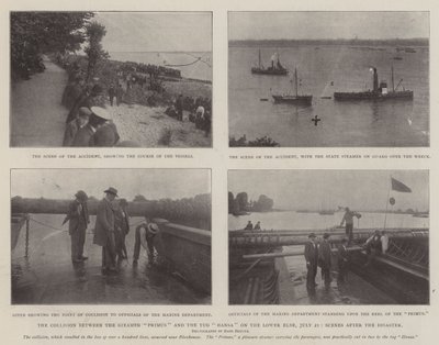 Die Kollision zwischen dem Dampfer Primus und dem Schlepper Hansa auf der Unterelbe, 21. Juli, Szenen nach der Katastrophe von English Photographer