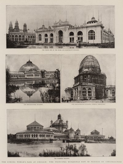Die kommende Weltausstellung in Chicago, die Hauptgebäude im Bau von English Photographer