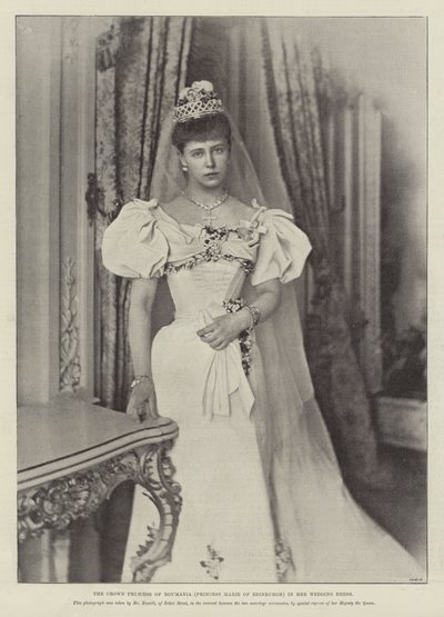 Die Kronprinzessin von Rumänien (Prinzessin Marie von Edinburgh) in ihrem Hochzeitskleid von English Photographer