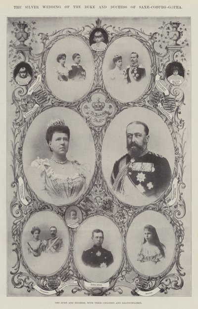 Der Herzog und die Herzogin von Sachsen-Coburg-Gotha mit ihren Kindern und Enkeln von English Photographer
