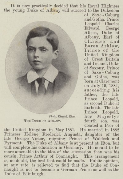 Der Herzog von Albany von English Photographer