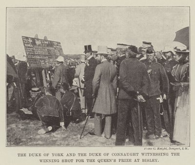 Der Herzog von York und der Herzog von Connaught beobachten den Gewinnschuss für den Queens-Preis in Bisley von English Photographer