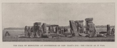 Der Fall der Monolithen in Stonehenge an Silvester, der Kreis wie er war von English Photographer