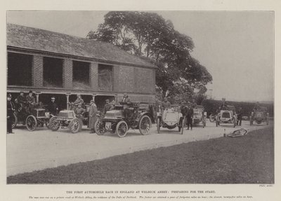 Das erste Autorennen in England bei Welbeck Abbey, Vorbereitung für den Start von English Photographer
