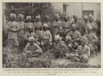 Die Grenzprobleme in Indien, Oberst Warburton und eine Gruppe von Afridi-Soldaten von English Photographer