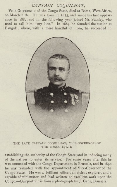 Der verstorbene Kapitän Coquilhat, Vizegouverneur des Kongo-Staates von English Photographer