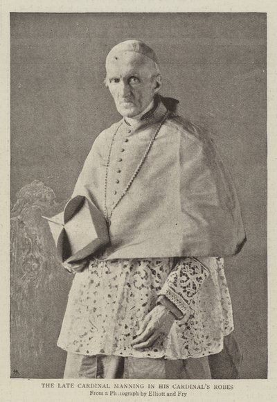 Der verstorbene Kardinal Manning in seinen Kardinalsroben von English Photographer