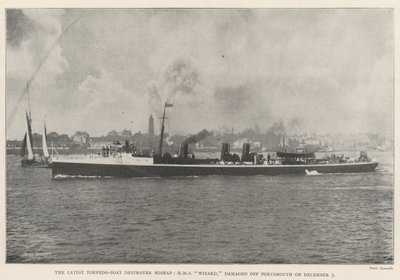Das neueste Torpedoboot-Zerstörer-Unglück, HMS Wizard, beschädigt vor Portsmouth am 5. Dezember von English Photographer