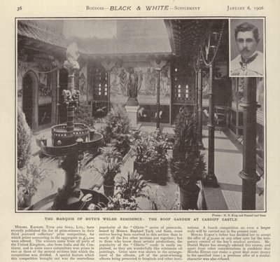 Die walisische Residenz des Marquis von Bute: Der Dachgarten im Cardiff Castle von English Photographer