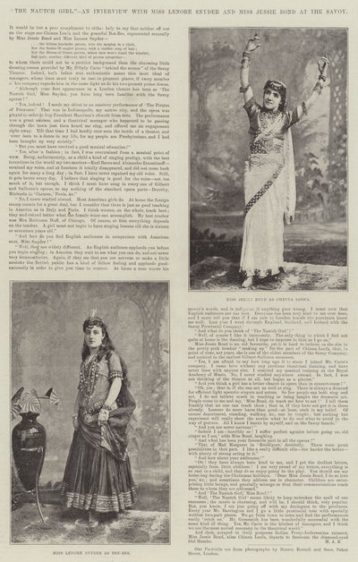 Das Nautch-Mädchen, ein Interview mit Miss Lenore Snyder und Miss Jessie Bond im Savoy von English Photographer