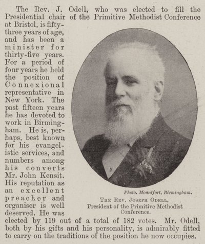 Der Reverend Joseph Odell, Präsident der Primitive Methodist Conference von English Photographer