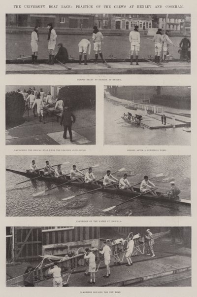 Das Universitäts-Bootsrennen, Training der Mannschaften in Henley und Cookham von English Photographer