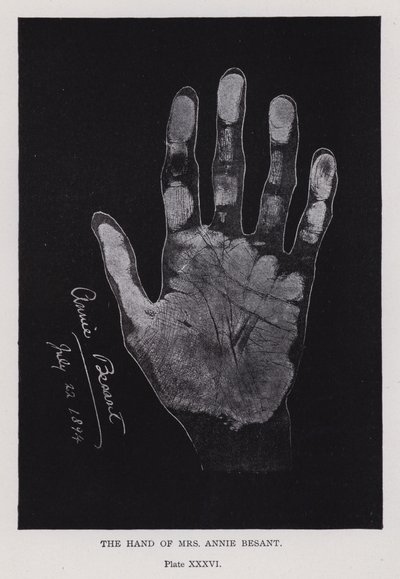 Die Hand von Mrs. Annie Besant von English Photographer