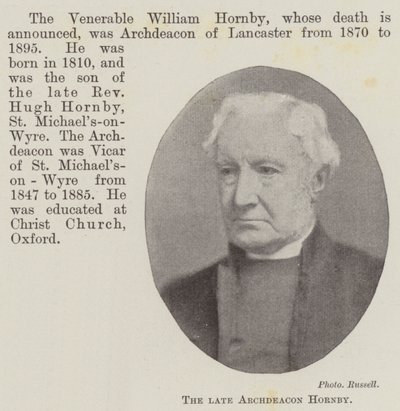 Der verstorbene Archidiakon Hornby von English Photographer