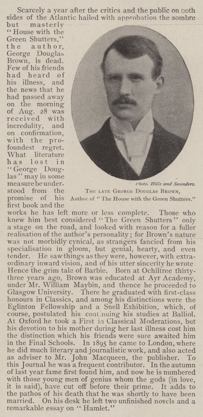 Der verstorbene George Douglas Brown, Autor von 