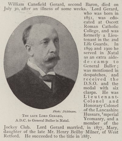 Der verstorbene Lord Gerard, Adjutant von General Buller in Natal von English Photographer