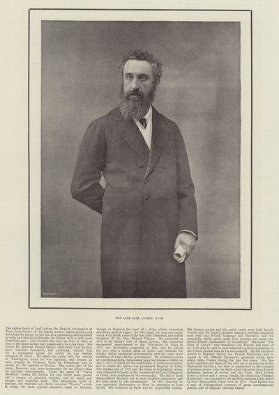 Der verstorbene Lord Lytton, GCB von English Photographer