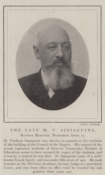 Der verstorbene M. V. Sipiaguine, russischer Minister, ermordet am 15. April von English Photographer