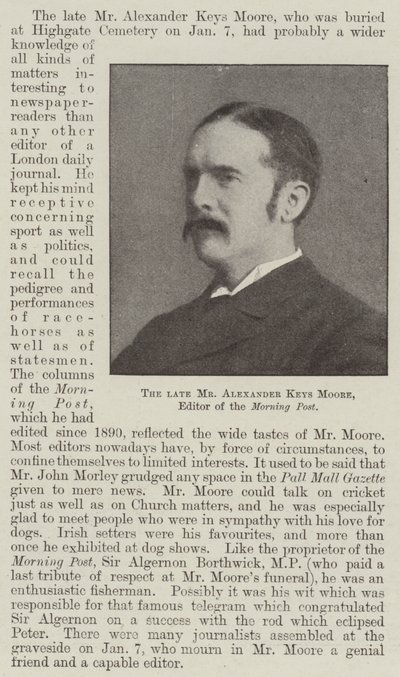 Der verstorbene Mr. Alexander Keys Moore, Herausgeber der Morning Post von English Photographer