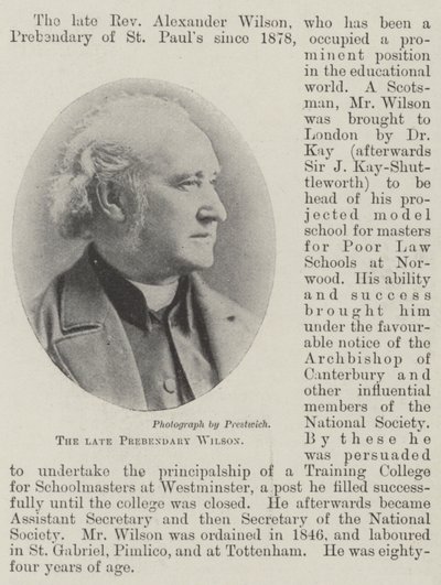 Der verstorbene Präbendarius Wilson von English Photographer