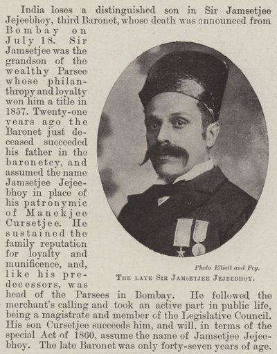 Der verstorbene Sir Jamsetjee Jejeebhoy von English Photographer