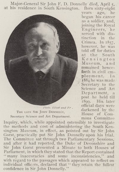 Der verstorbene Sir John Donnelly, Sekretär der Wissenschafts- und Kunstabteilung von English Photographer