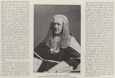 Der verstorbene Sir John Duke Coleridge, Baron Coleridge und Lord Chief Justice von England von English Photographer