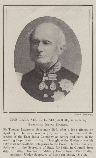 Der verstorbene Sir T. L. Seccombe, GCIE, Experte für indische Finanzen von English Photographer
