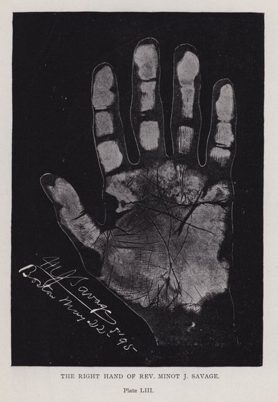 Die rechte Hand von Rev. Minot J. Savage von English Photographer