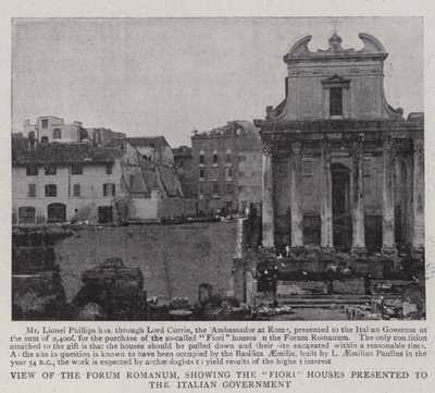 Ansicht des Forum Romanum, die den italienischen Regierung geschenkten Fiori-Häuser zeigt von English Photographer