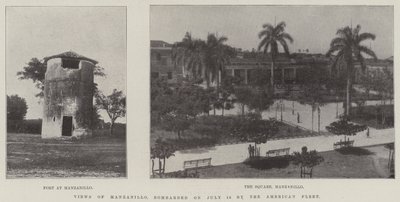 Ansichten von Manzanillo, bombardiert am 18. Juli von der amerikanischen Flotte von English Photographer