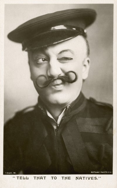 Frau in Uniform und mit Schnurrbart von English Photographer
