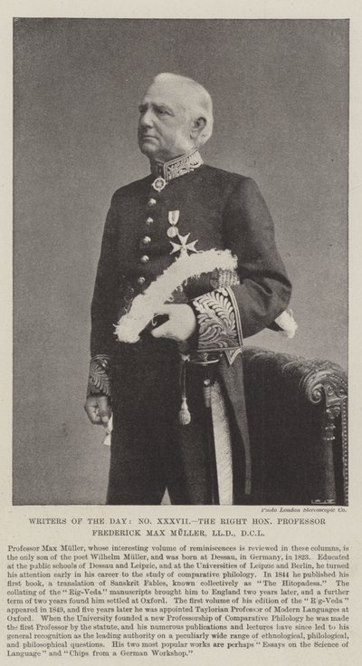 Schriftsteller des Tages, der ehrenwerte Professor Frederick Max Muller, LLD, DCL von English Photographer