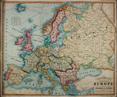 Eine kolorierte Karte Europas aus dem 19. Jahrhundert, zusammengestellt für den Gebrauch in Schulen und Hochschulen. von English School