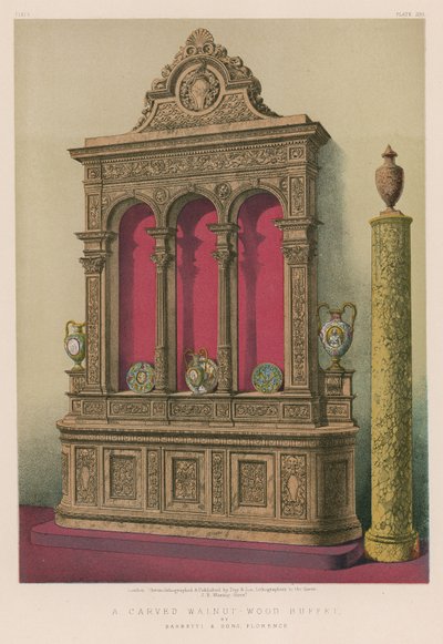 Ein geschnitztes Nussbaumholz-Buffet von Barbetti und Söhne, Florenz von English School