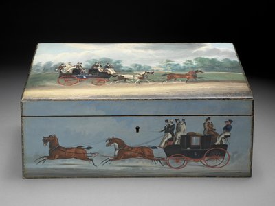Eine Zigarrenkiste bemalt mit Szenen aus Taglioni-Drucken, ca. 1840 von English School